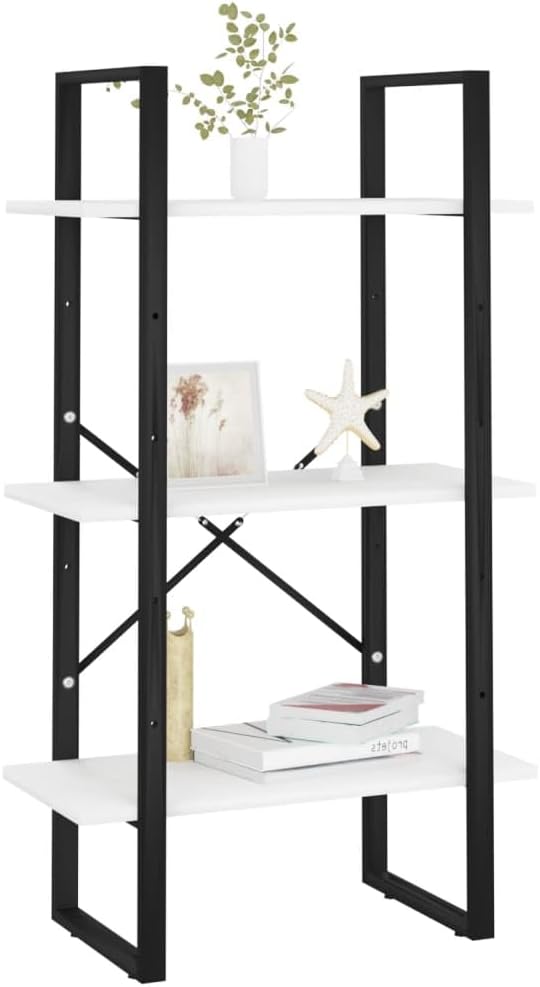 White Medium Storage Shelf 41.3 in Tall Rectangular Bookcase, 11.8 x 23.6 in Open Display Shelves, Matte Engineered Wood Narrow Bookshelf for Living Room, Kitchen, Bedroom - Image 5