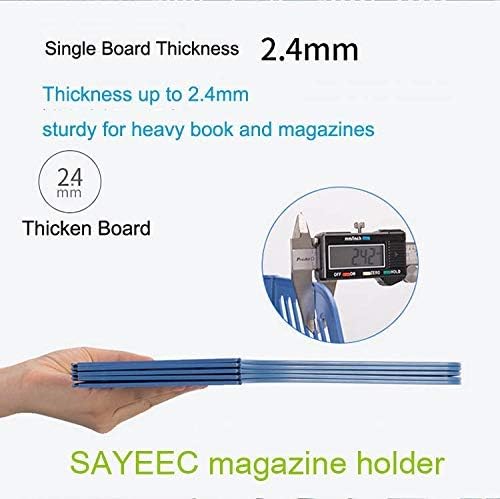 SAYEEC Sturdy Magazine Holder Organizer Desktop 4 Compartment File Holders Frames File Dividers Document Storage Rack Literature Organizer for Office Home School Gray - Image 5