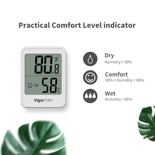 Digital Hygrometer Indoor Thermometer - Humidity Meter for Home, Bedroom, Baby Room, Office, Greenhouse - AAA Battery-Powered Humidity Gauge (White) - Image 4