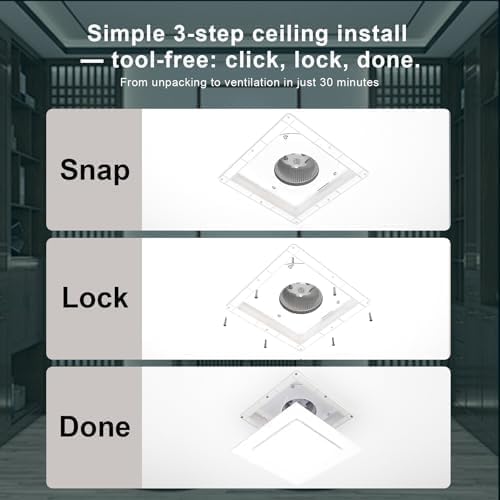 Bathroom Exhaust Fan, 12 INCH, Upgraded Quiet Square Vent Fans, 141 CFM, for Bathroom, Office, Home - Image 5