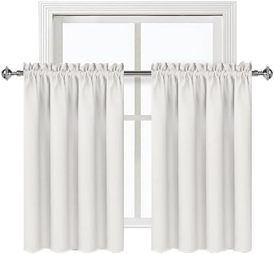 DWCN Short Ivory Blackout Curtains for Small Window, Thermal Insulated Energy Saving Room Darkening Curtains for Kitchen/Bedroom (W60 x L36 inch, Set of 2 Panels, Top of Rod Pocket) - Image 9