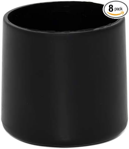 Flyshop 1", 25 mm, Patio Round Chair Leg Caps, Furniture Table Feet Covers Floor Protectors, Flexible Anti-Scratch PVC Legs Tips, 8 Pack, Black by Flyshop