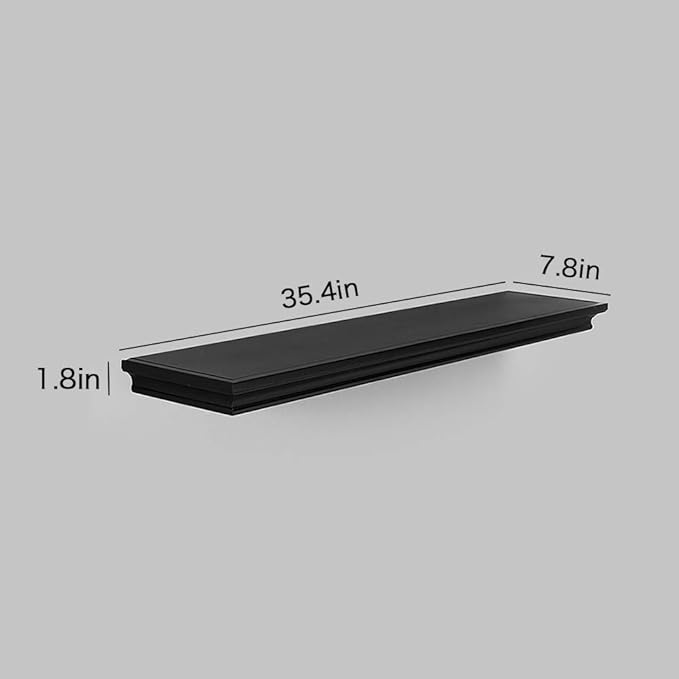 AHDECOR Floating Shelves Wall Mounted, Deeper Wall Storage Shelf for Home Décor, Super Sturdy, Easy to Install, Black, 36" Wide, 7.75" - Image 3