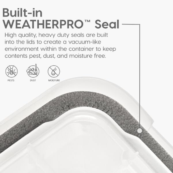 IRIS USA WeatherPro 103 Qt Storage Bins with Lids, 2 Pack, BPA-Free Plastic Gasket Box with Tight Latch and Seal, Stackable Nestable Tote Tub - Clear/Black - Image 4