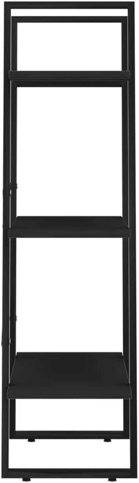 Black Metal Storage Shelf 11.8 x 23.6 x 41.3 in Matte Engineered Wood Bookcase with Industrial Design for Living Room Bedroom Office - Image 7