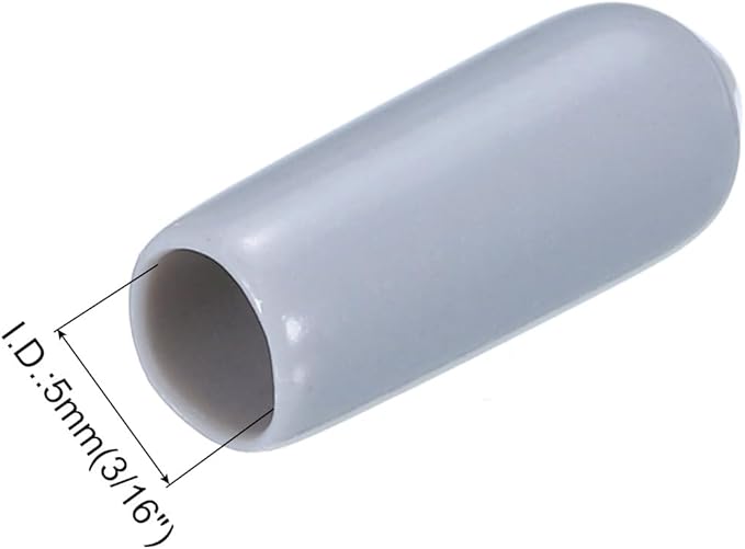 uxcell 20pcs Rubber End Caps 5mm(3/16") ID Vinyl PVC Round Tube Bolt Cap Cover Screw Thread Protectors Grey - Image 3