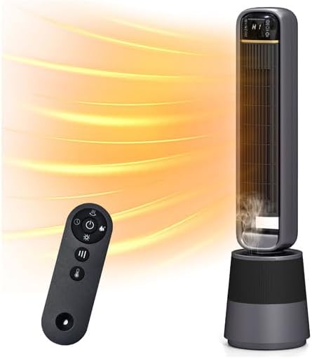 Zynkez 2-in-1 Space Heater with Humidifier, Heater and Fan Combo with 1.75L Water Tank, Thermostat Control, Dual-Motor Fan, 150° Oscillation, 35.5" Indoor Heater for Large Room Use Bedroom & Office by Zynkez