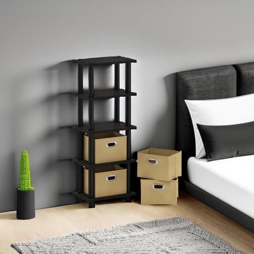 Furinno LACi 4-Bins System Rack, 11.3(W) x 28.8(H) Inch, Espresso/Black - Image 2