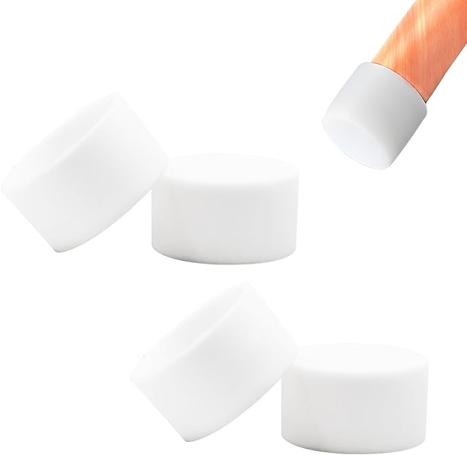 4 Pcs 2" (51 mm) Round Chair Leg Tips Caps, Silicone Rubber Furniture Leg Floor Protectors, Reduce Noise Folding Metal Chair Leg Cap Replacement for Bar Stool Leg Patio Indoor, White by BOPOREAE