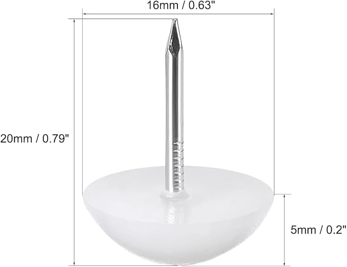 uxcell Furniture Feet Nail Plastic Glide Nails Chair Table Leg Protector Pads 16mm Dia White 5pcs - Image 2