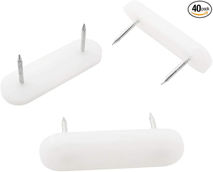 40pcs Plastic Head Double Pins Multifunctional Furniture Chair Leg Feet Pads Glide Nails Nylon Moisture Proof and Wear-Resisting Silencer Furniture Accessories, White by WHYHKJ
