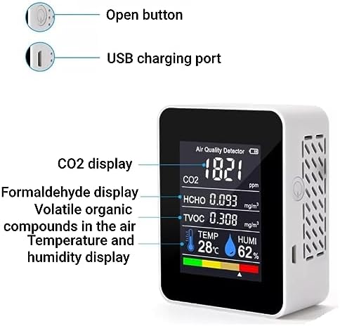 CO2 Monitor Indoor Air Quality Meter Real Time Detection of Carbon Dioxide HCHO TVOC Temperature Humidity Portable Data Logger for Home Office - Image 3