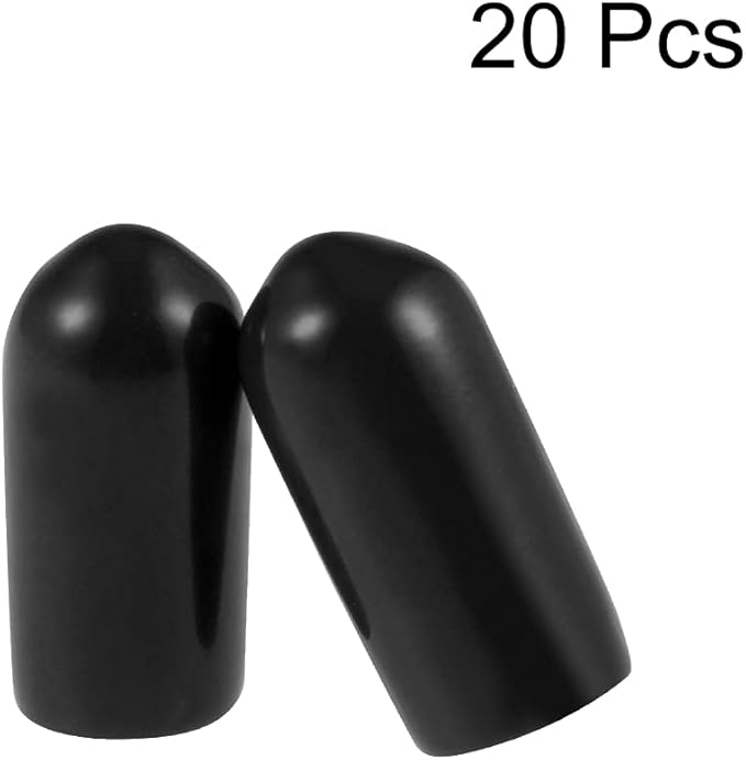 uxcell 20pcs Rubber End Caps 5.5mm ID Vinyl Round Tube Bolt Cap Cover Thread Protectors Black - Image 2
