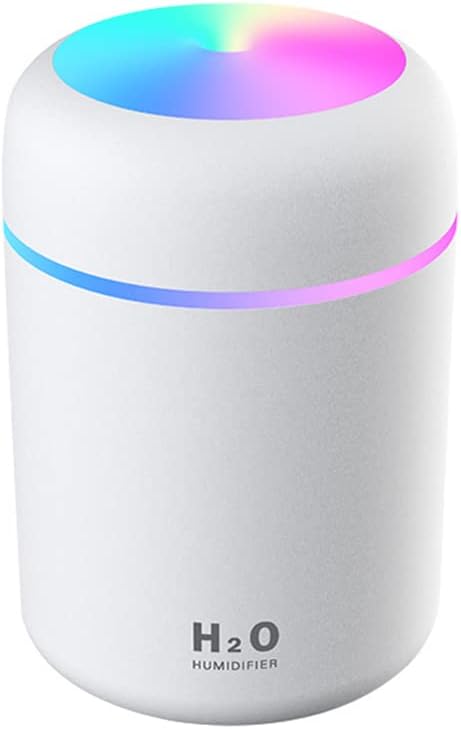 Portable Mini Humidifier, 300ml with Colorful LED Night Light, USB Personal Desktop Humidifier for Car Office Home Travel, Auto Shut-Off, 2 Mist Modes, Super Quiet(white) - Image 2