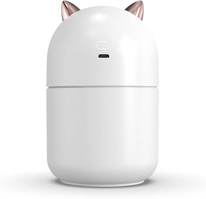 Portable Small Humidifier, 300ml Mini Cool Mist Humidifier with Night Light, USB Personal Humidifier Auto Shut-Off, Ultra-Quiet, 2 Spray Modes, Suitable for Home Office Travel(white) - Image 2