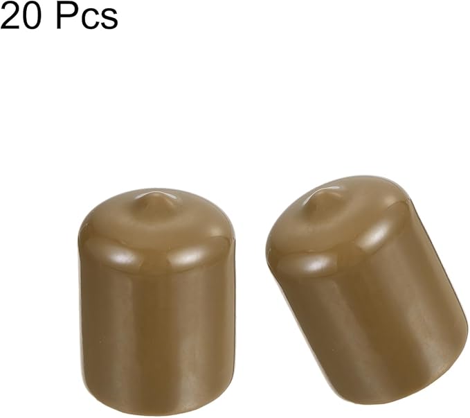 uxcell 20pcs Rubber End Caps 22mm(7/8") ID Vinyl PVC Round Tube Bolt Cap Cover Screw Thread Protectors Light Brown - Image 2