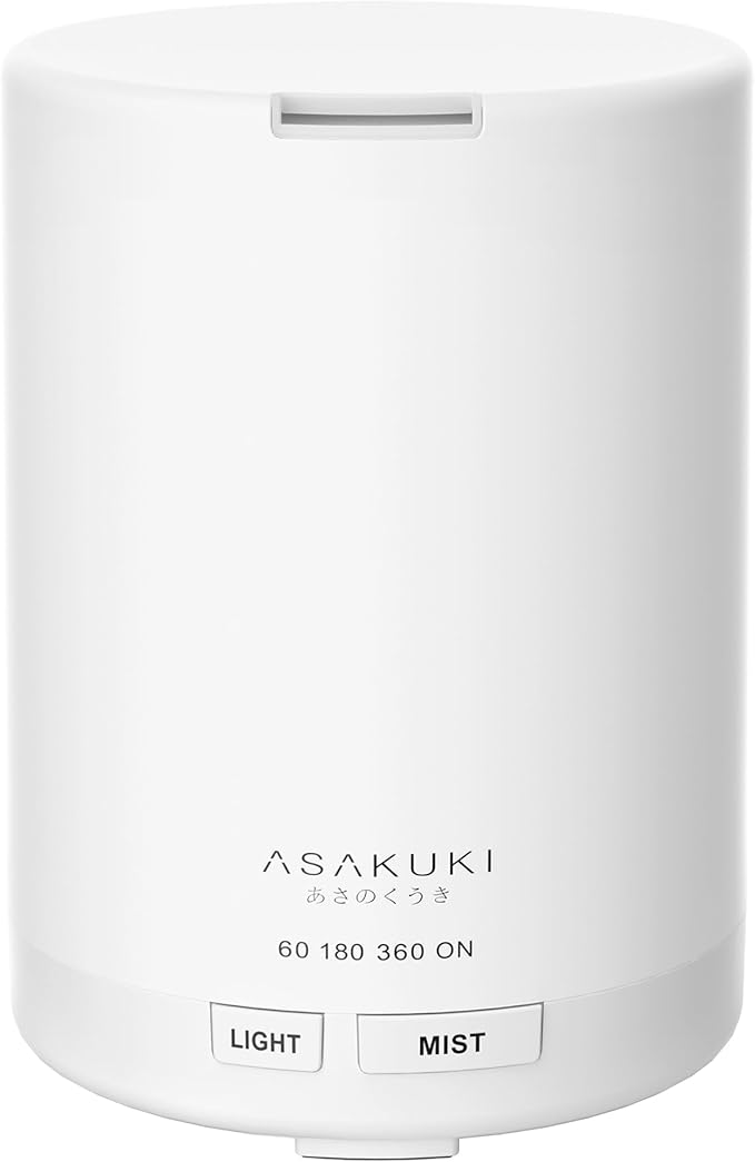 ASAKUKI Essential Oil Diffuser, 5-in-1 Quiet Humidifier, Home Fragrance Aroma Diffuser with 7 LED Color Changing Light and Auto-Off Switch (Pure White) by ASAKUKI
