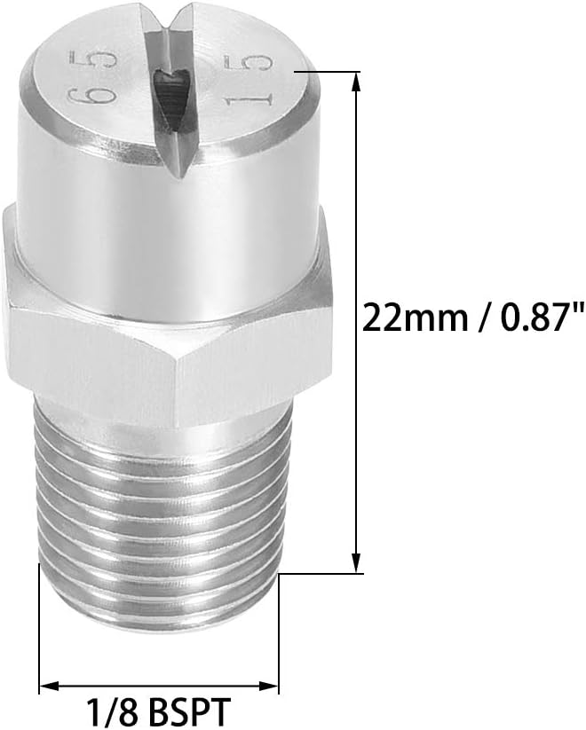 uxcell Flat Fan Spray Tip - 1/8BSPT Male Thread 304 Stainless Steel Nozzle - 65 Degree 2.4mm Orifice Diameter - 2 Pcs - Image 2