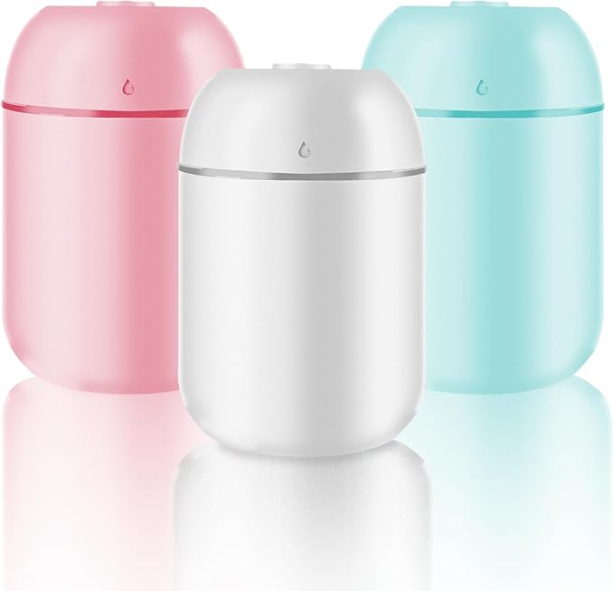 3 Pcs 330ml Small Cool Mist Humidifiers for Bedroom Indoor,Personal Mini Air Humidifier Easy Clean for Plants,Vaporizer for Congestion Portable,Desk Humidifiers for Office Bedside Nightstand Home by Unknown