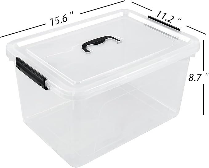 18 Liters Storage box with lid, Clear Plastic Storage Totes with Handles Set of 6 - Image 3