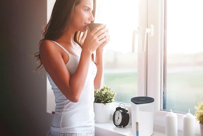 WENKO Portable Dehumidifier Drop Design, Compact and Rechargeable Dehumidifier for Bathroom, Closet, Bedroom, Garage, Covers up to 2800 Cubic Feet, 2.2 lbs, White, 5.9 x 9.1 x 5.9 in - Image 9