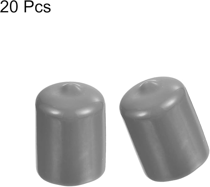 uxcell 20pcs Rubber End Caps Protective Caps 20mm ID Vinyl PVC Round Tube Bolt Cap Cover Screw Thread Protectors, Light Grey - Image 2