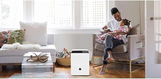 Frigidaire 60-Pint Portable Dehumidifier with Built-In Pump for Large Rooms & Basements, Custom Humidity Control, Auto Shut Off, White - Image 2