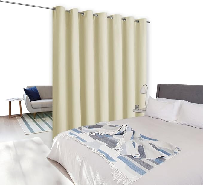 NICETOWN Ceiling Curtains, Room Divider Curtain Screen Partition, Vertical Blind for Sling Door, Blackout Window Curtain, Privacy Blind for Patio (Beige, Single Panel, 12.5ft Wide x 9ft Long) - Image 8
