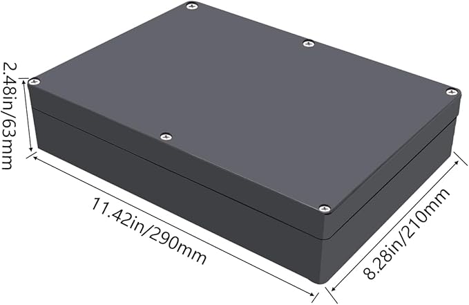 Project Box IP65 Waterproof Junction Box ABS Plastic Black Electrical Boxes DIY Electronic Project Case Power Enclosure 11.42x8.27x2.48 inch (290 x 210 x63 mm) - Image 2