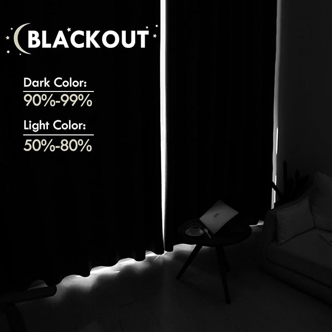 DWCN Navy Room Darkening Blackout Curtains - Thermal Insulated Privacy Energy Saving Window Curtain Drapes 52 x 54 inch Length, Set of 2 Bedroom Living Room Curtains - Image 3