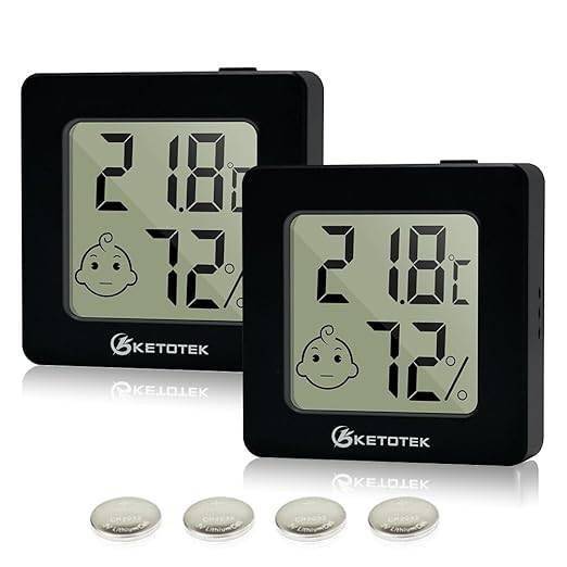 KETOTEK Mini Hygrometer Indoor Thermometers Humidity Meter 2 Pack Humidity Meters Gauge Digital Room Thermometer Hygrometer for Humidors Greenhouse Cellar Office by KETOTEK