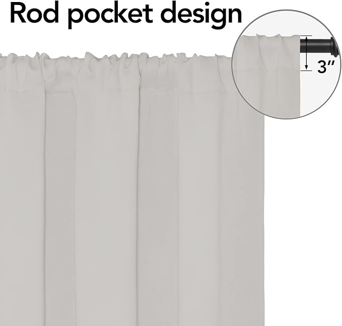 Easy-Going Rod Pocket Blackout Curtains for Bedroom, Room Darkening Window Curtains for Living Room, Thermal Insulated Noise Reduction Solid Window Drapes, 2 Panels (42x84 in, Light Linen) - Image 2