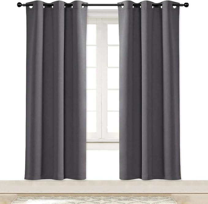 NICETOWN Blackout Curtain Blind for Bedroom Thermal Insulated Grommet Blackout Room Darkening Drape/Drapery (Single Panel, W42 x L72 inches, Grey/Gray) by NICETOWN