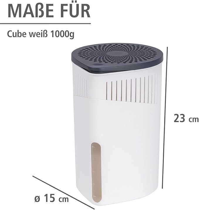 WENKO Portable Dehumidifier Drop Design, Compact and Rechargeable Dehumidifier for Bathroom, Closet, Bedroom, Garage, Covers up to 2800 Cubic Feet, 2.2 lbs, White, 5.9 x 9.1 x 5.9 in - Image 6