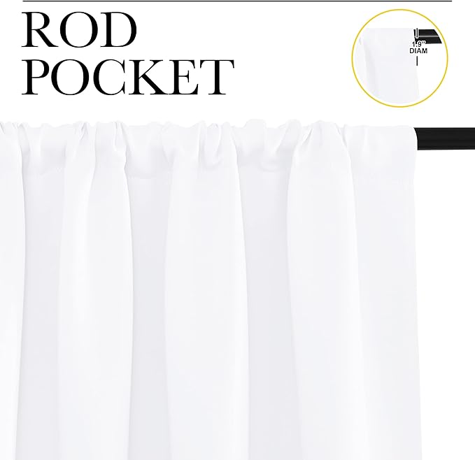 NICETOWN RV Curtains for Camper Windows, White Kitchen Window Drapes, Home Decoration Light Filtering for Small Window (34 Inches Wide by 40 Inches Long, 1 Pair) - Image 3
