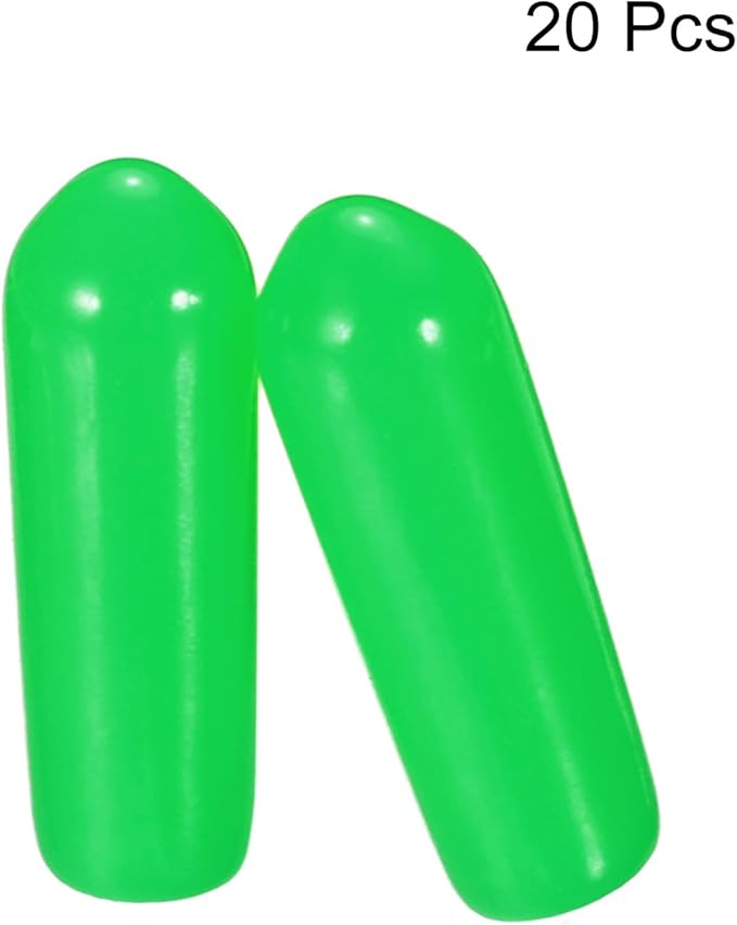 uxcell 20pcs Rubber End Caps 4mm ID Vinyl PVC Round Tube Bolt Cap Cover Screw Thread Protectors Green - Image 2