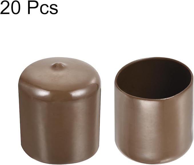 uxcell 20pcs Rubber End Caps 39mm(1 1/2") ID Vinyl PVC Round Tube Bolt Cap Cover Screw Thread Protectors Brown - Image 2
