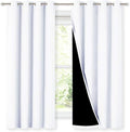 NICETOWN White 100% Blackout Lined Curtains, 2 Thick Layers Completely Blackout Window Treatment Thermal Insulated Drapes for Kitchen/Bedroom (1 Pair, 52 inches Width x 63 inches Length Each Panel) by NICETOWN