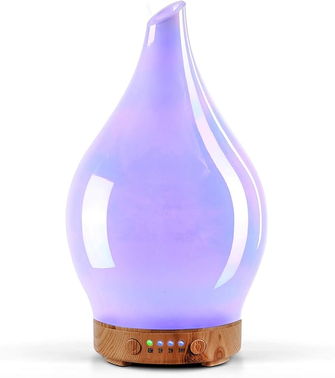 Porseme 150ml Essential Oil Diffuser Glass Color Changing Aroma Air Diffusers Aromatherapy Ultrasonic Cool Mist Humidifier 6 Running Hours Waterless Auto-Off for Sleeping Yoga Office Spa (White Jade) by Porseme