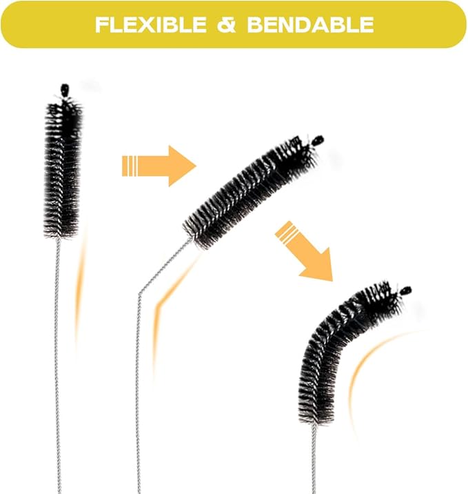 Straw Cleaner Brush Set,6 Piece Long Drinking Straws Cleaning Brush Pipe Tube Tiny Brushes 10-inch,Black - Image 5