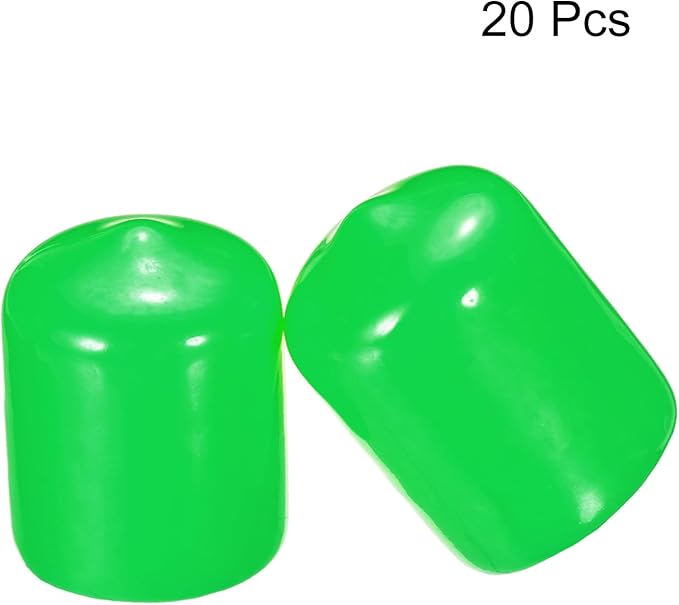uxcell 20pcs Rubber End Caps 16mm(5/8") ID Vinyl PVC Round Tube Bolt Cap Cover Screw Thread Protectors Green - Image 2