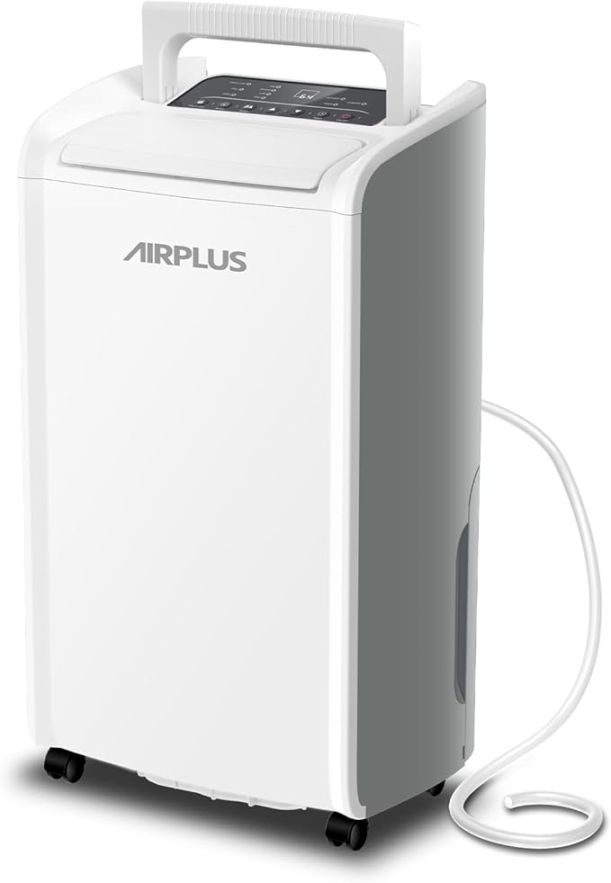 AIRPLUS 4,500 Sq.Ft 70 Pint Dehumidifier for Basements and Home-with Drain Hose,Efficient,Energy-with Dual Protection and 4 Smart Modes,24H Timer,Defrost,for Large room by AIRPLUS