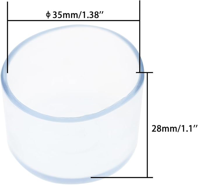 Round Chair Leg Caps,PVC Furniture Feet Covers,TTZEZE Transparent Round Floor Protectors,Clear Table Feet Covers Preventing Plastic Chair Leg Covers Scratches and Noise 35mm/1.38'', 12 - Image 2
