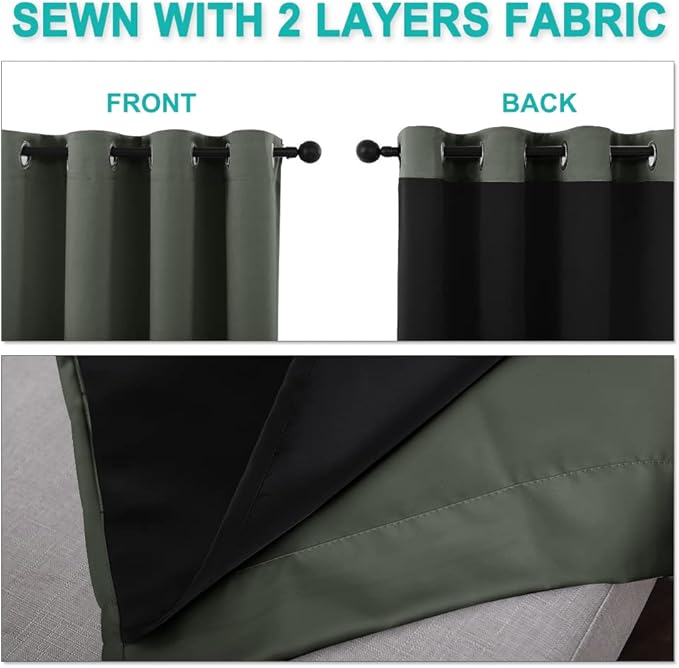 NICETOWN Dark Mallard Full Shading Curtains for Patio Door, Super Heavy-Duty Thermal Backing Sliding Glass Door Drape, Privacy Assured Room Divider Curtain (1 Panel, 100 inches W x 84 inches L) - Image 5