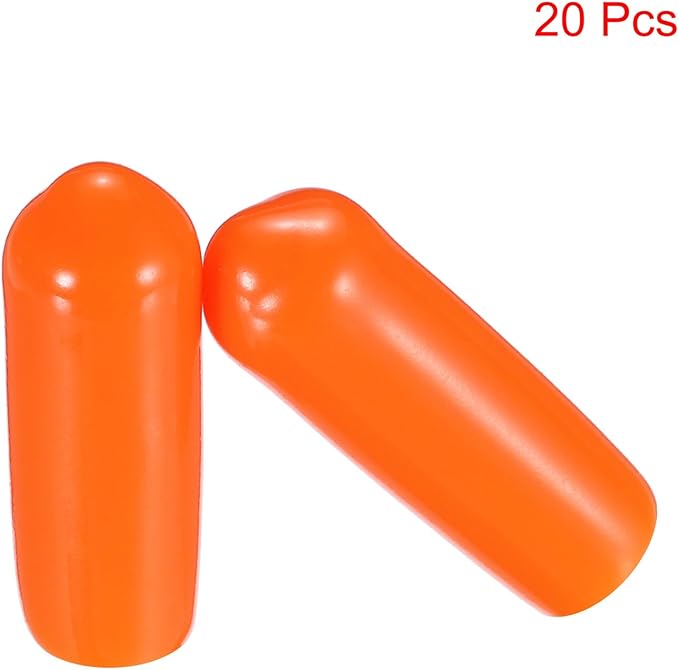 uxcell 20pcs Rubber End Caps 5mm(3/16") ID Vinyl PVC Round Tube Bolt Cap Cover Screw Thread Protectors,Orange - Image 2