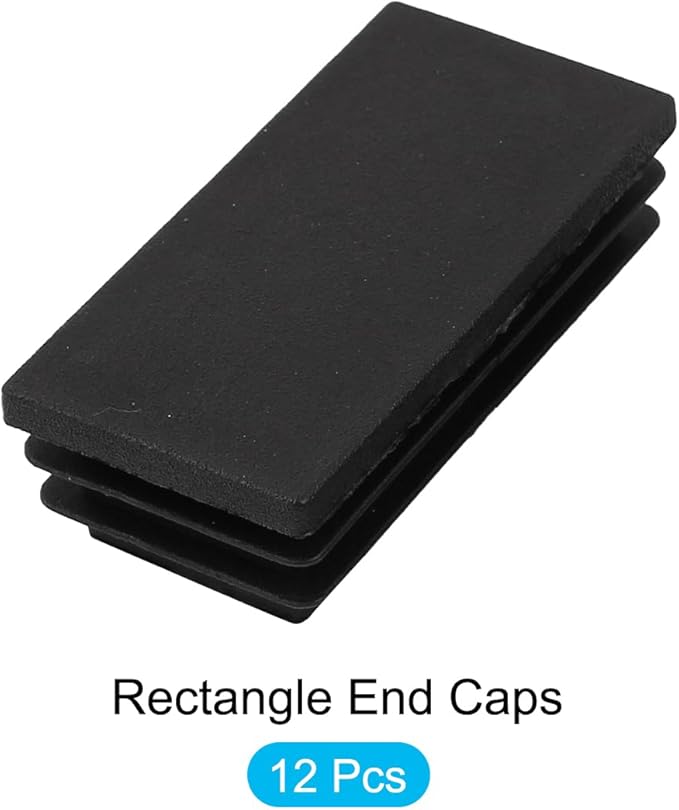 METALLIXITY Rectangle End Caps (60 x 30mm) 12Pcs, Plastic Rectangle Tube Inserts Threaded End Blanking Caps Protector - for Furniture Table Chair Legs, Black - Image 5
