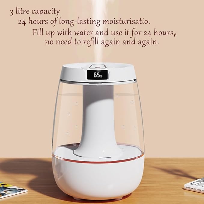 Humidifier for Bedroom,3 Liter Cool Mist Humidifier, Silent dual-nozzle humidification with a soothing night light. Water Shortage Auto Shut Off, For Large Rooms,Nurseries and Plants - Image 2