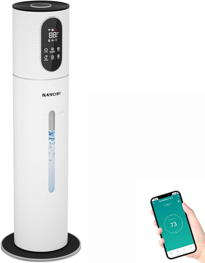 Humidifier,SAYDSI 2.1Gal(8L) Smart Humidifiers for Bedroom,1800sq.ft Cool Mist Humidifier with Smart App,Timer,Quiet Sleep Mode and Water Tank for Home,Office,Large Room,Plants(White) by SAYDSI