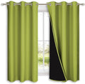 NICETOWN 100% Blackout Short Curtains with Black Liners, 2 Panels, 37" W by 50" L, Fresh Green, Solid Thermal Insulated Full Blackout 2-Layer Lined Drapes, Energy Efficiency Window Drapes for Bedroom by NICETOWN