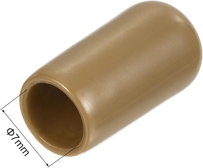 uxcell 20pcs Rubber End Caps 7mm ID Vinyl PVC Round Tube Bolt Cap Cover Screw Thread Protectors Light Brown - Image 3